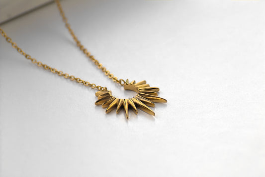 Gold plated sun necklace