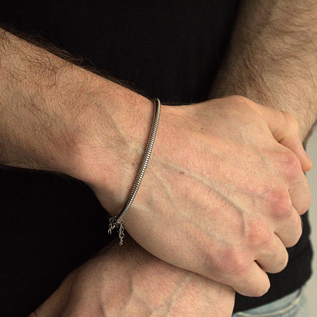 Silver Rounded Snake Chain Bracelet (3mm)
