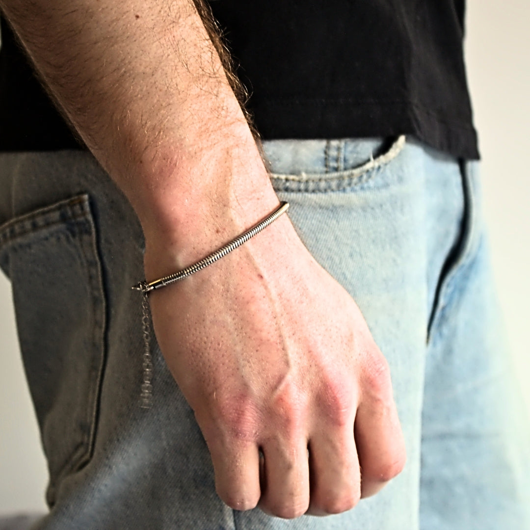 Silver Rounded Snake Chain Bracelet (3mm)
