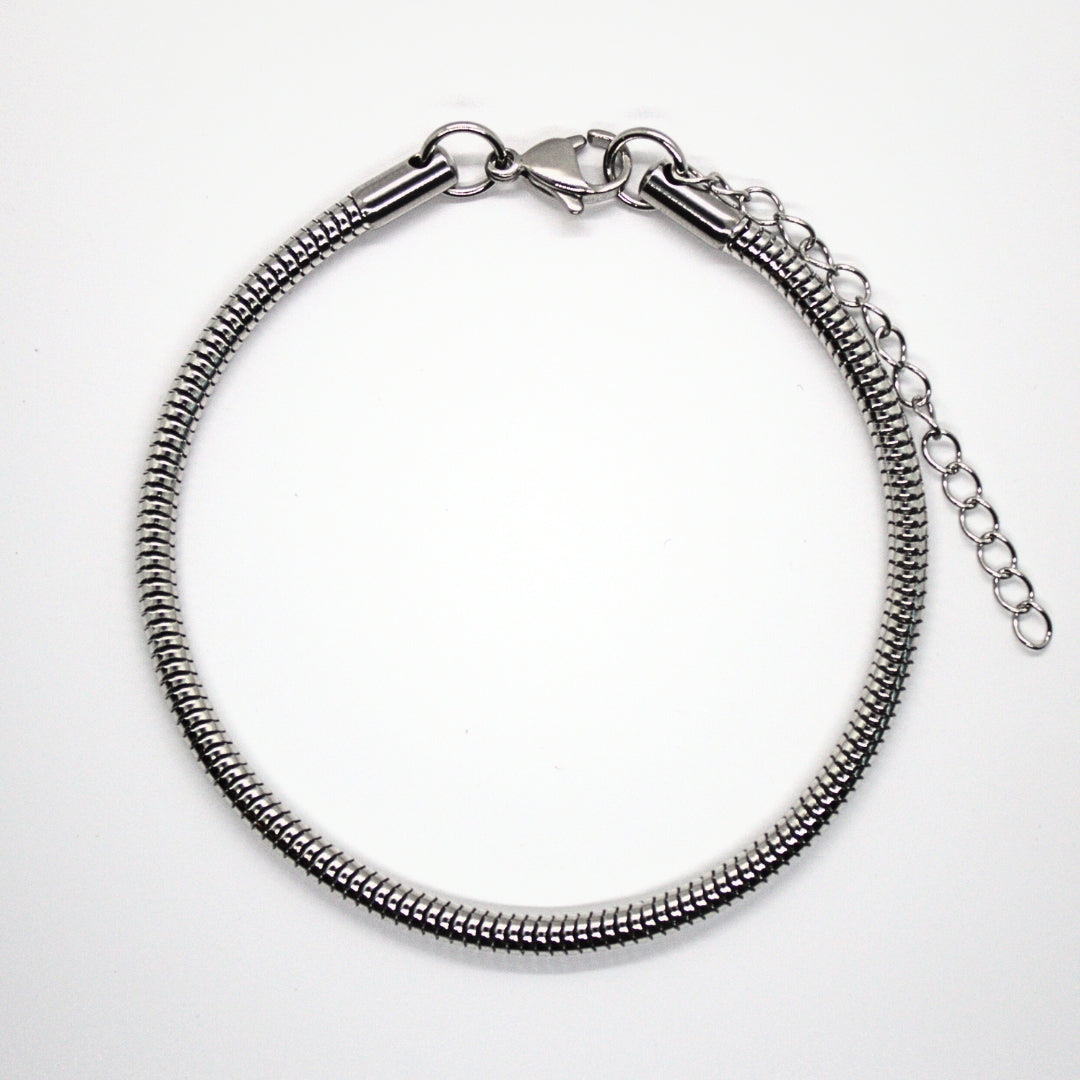 Silver Rounded Snake Chain Bracelet (3mm)