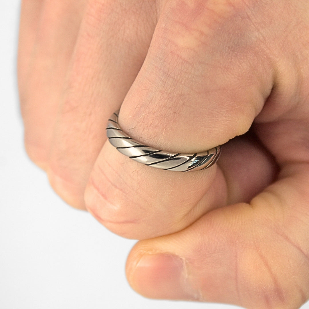 Silver Striped Ring