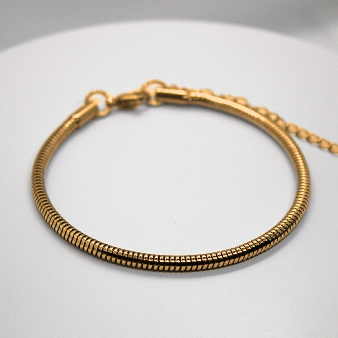 Gold Rounded Snake Chain Bracelet (3mm)