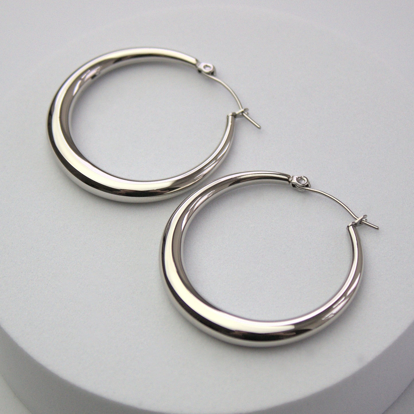 Large Curved Hoop Earrings