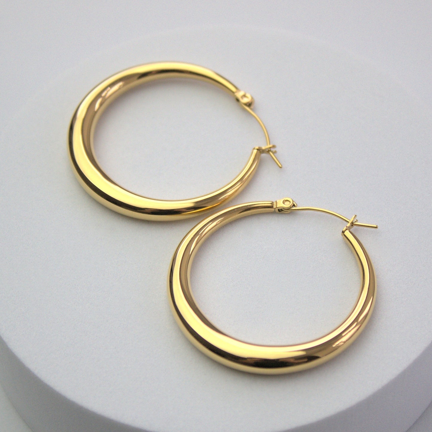 Large Curved Hoop Earrings